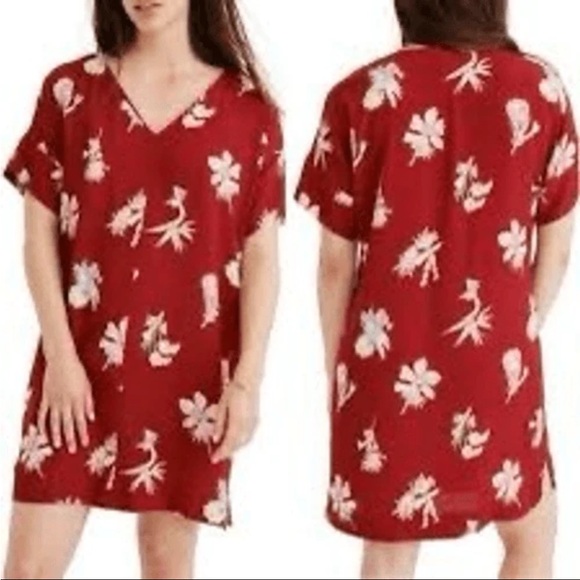 Madewell Women’s Size Medium Novel Shirt Dress Red Bird of Paradise Print XL - Picture 1 of 7
